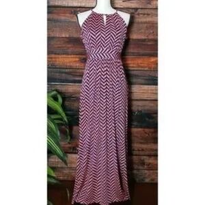LOFT Petites chevron Stripe Maxi Dress sz SP Sleeveless halter neckline